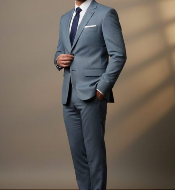 Custom Tailored Cool Slate Blue Premium Formal Suit