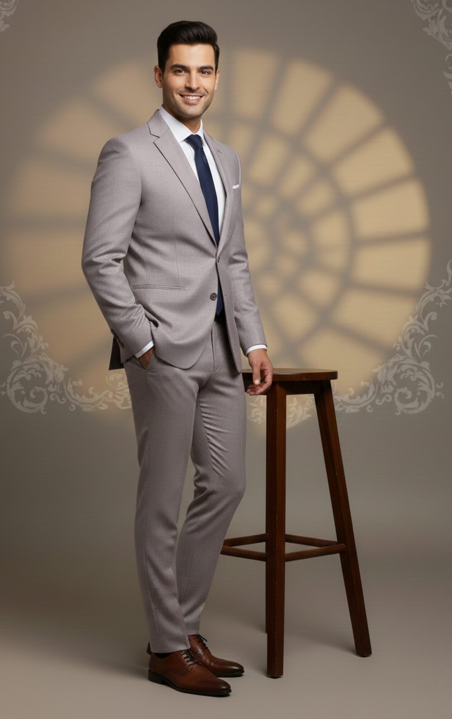 Custom Tailored Light Silver Grey Premium Formal Suit - Image 4