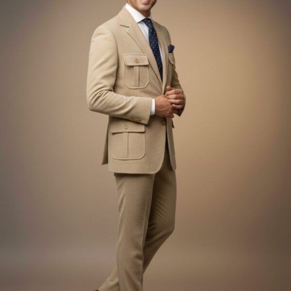 Light Beige Safari-Style Suit