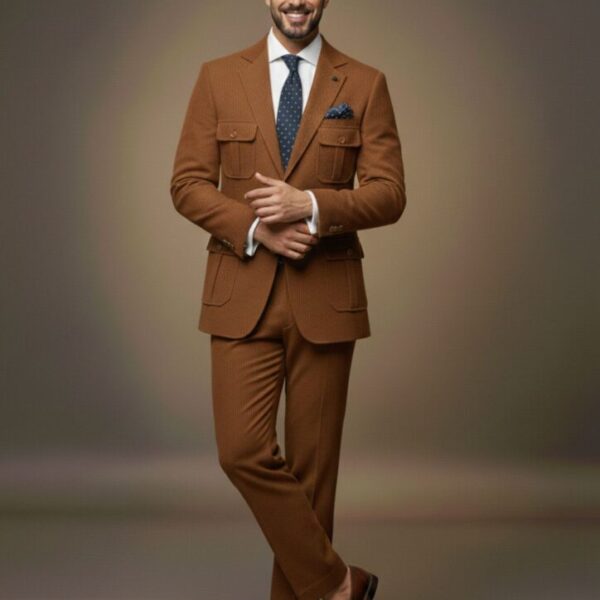 Brown Safari-Style Suit