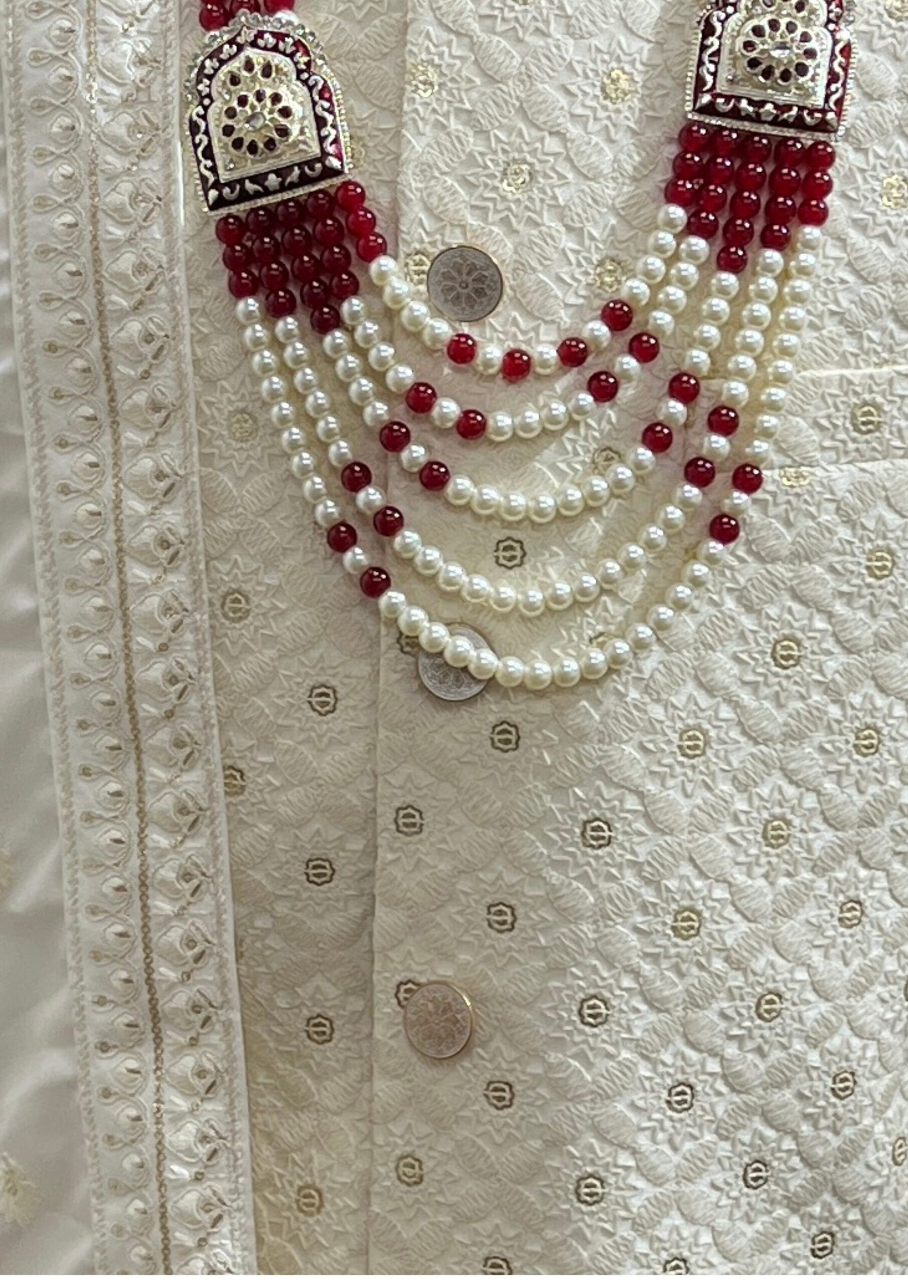 Premium Off-White Embroidered Groom’s Sherwani Set - Image 5