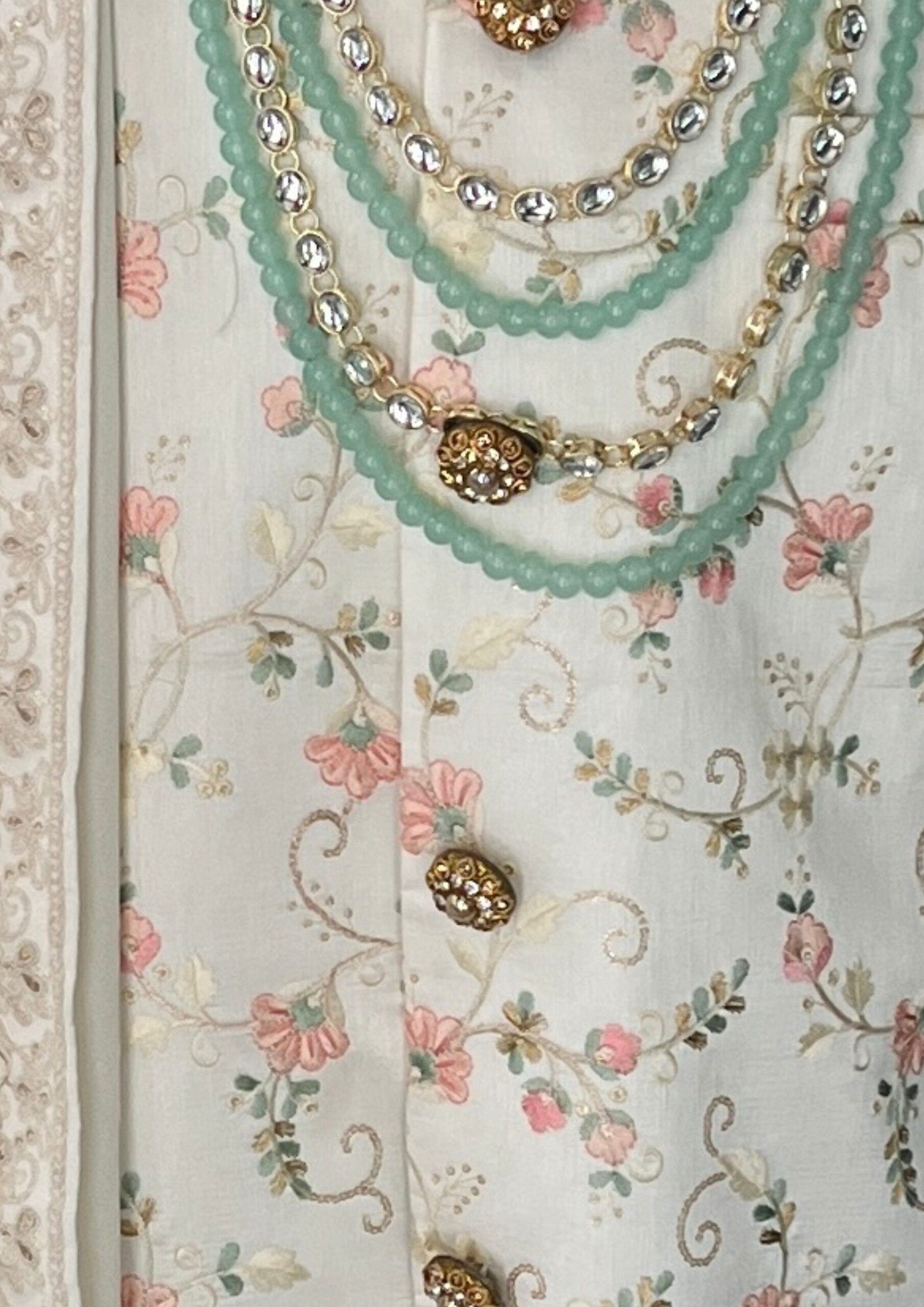 Elegant Cream Floral Embroidered Groom's Sherwani Set - Image 5