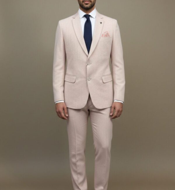 Modern Light Pink Textured Suit
