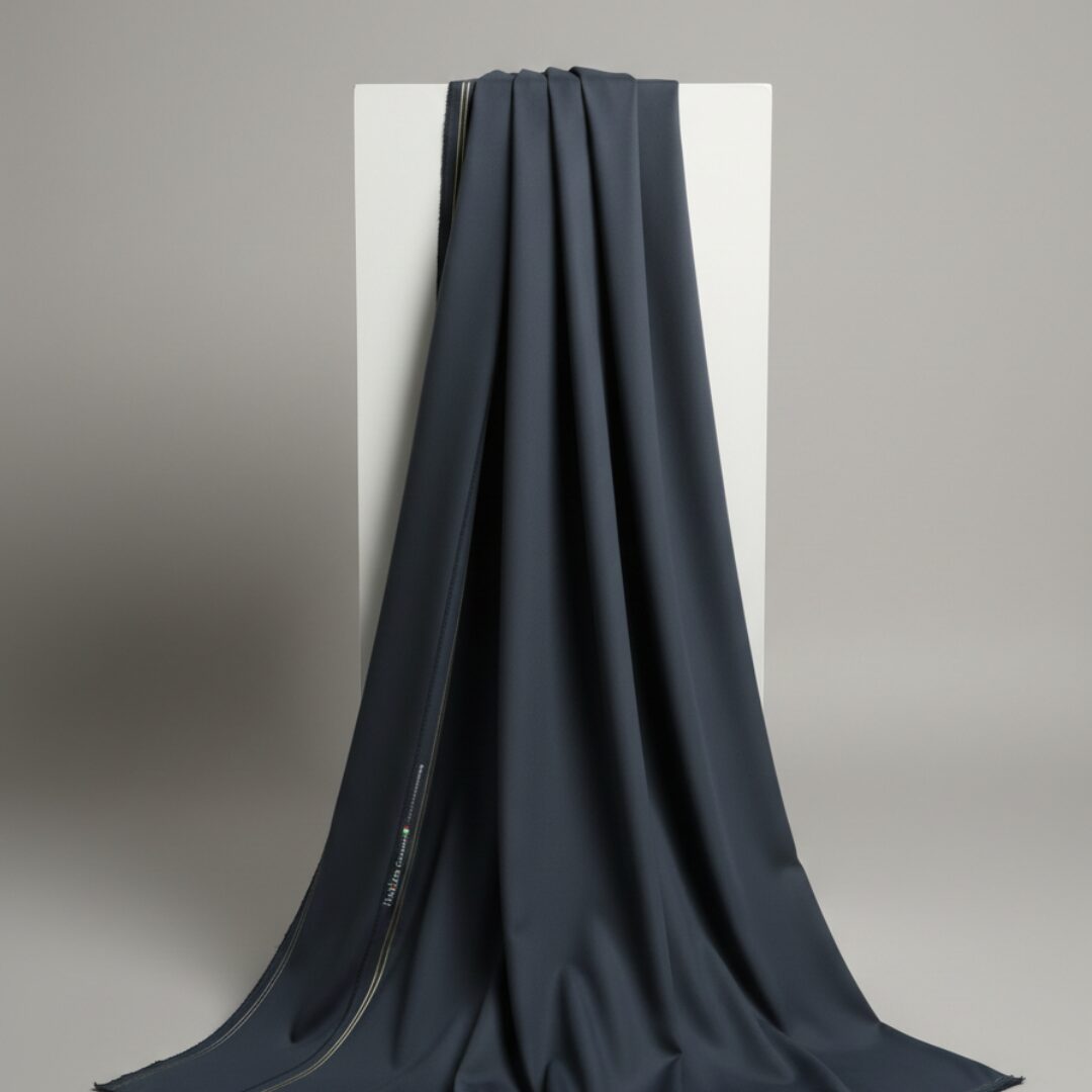 Premium 'Italian Channel' Dark Blue Luxury Suiting Fabric - Image 3