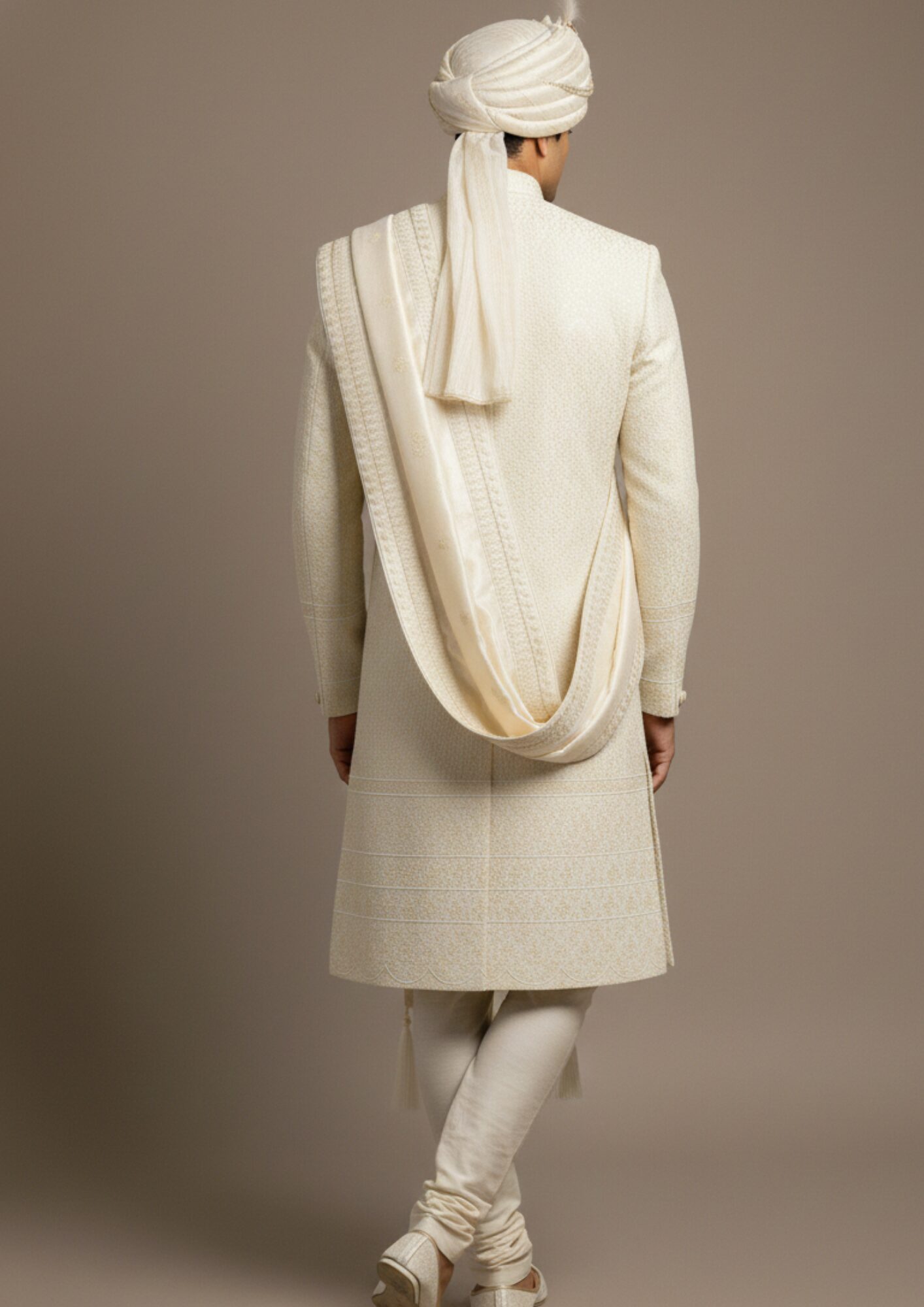 Majestic Ivory Heritage Groom's Sherwani Set - Image 6