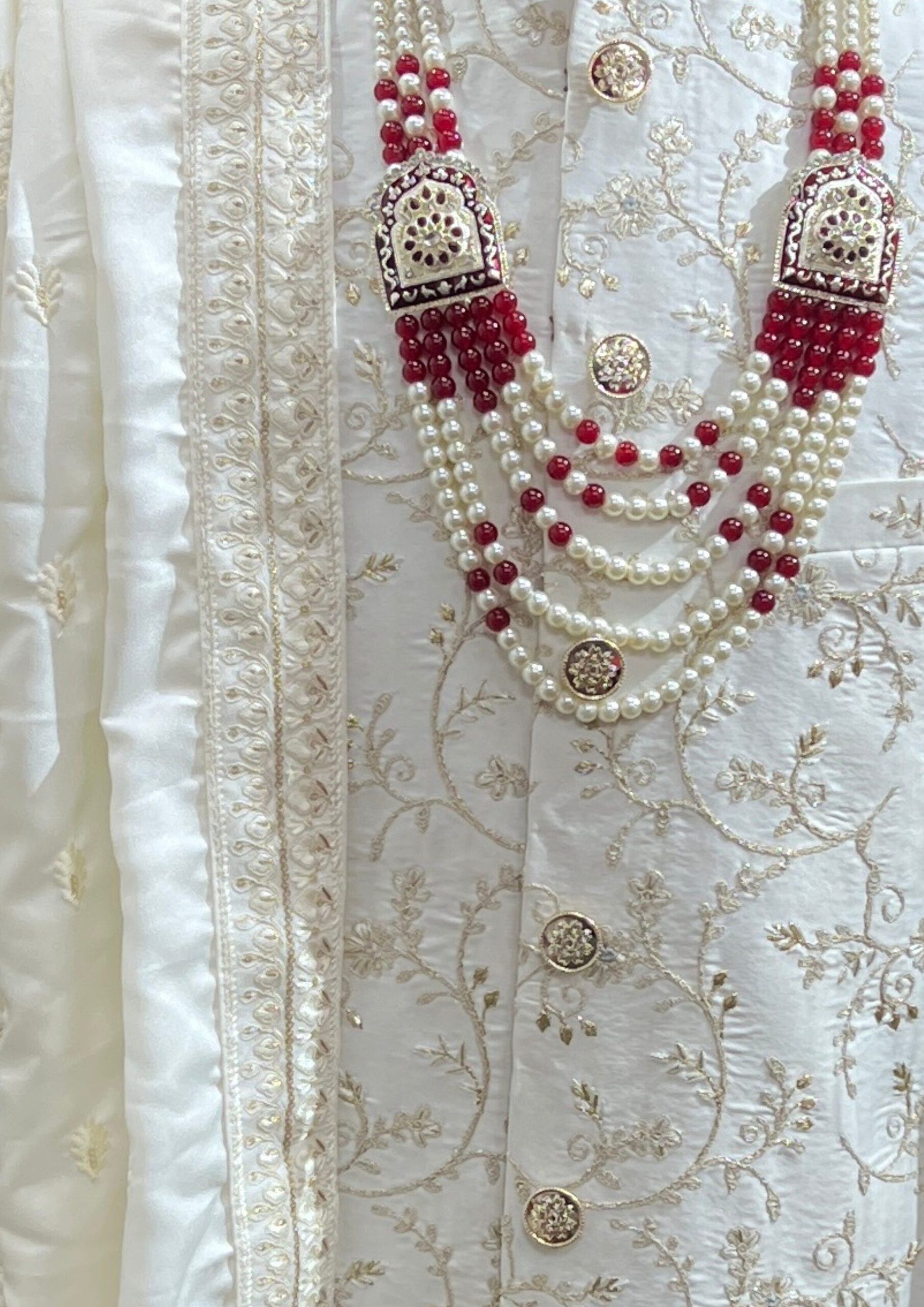 Exquisite Ivory Heritage Sherwani with Elephant Motif Embroidery - Image 5