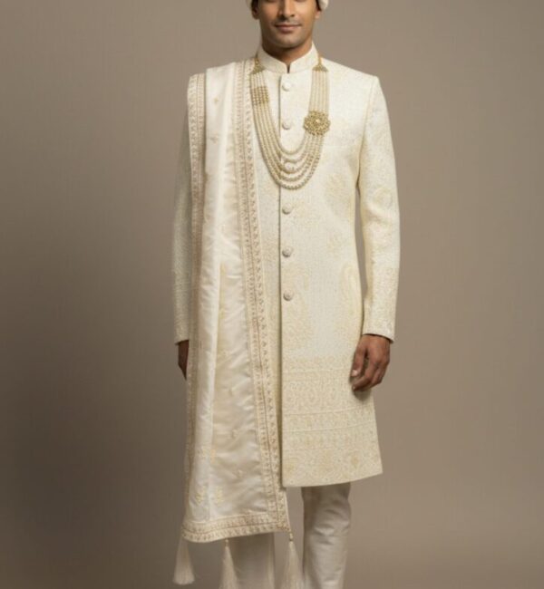Majestic Ivory Heritage Groom's Sherwani Set