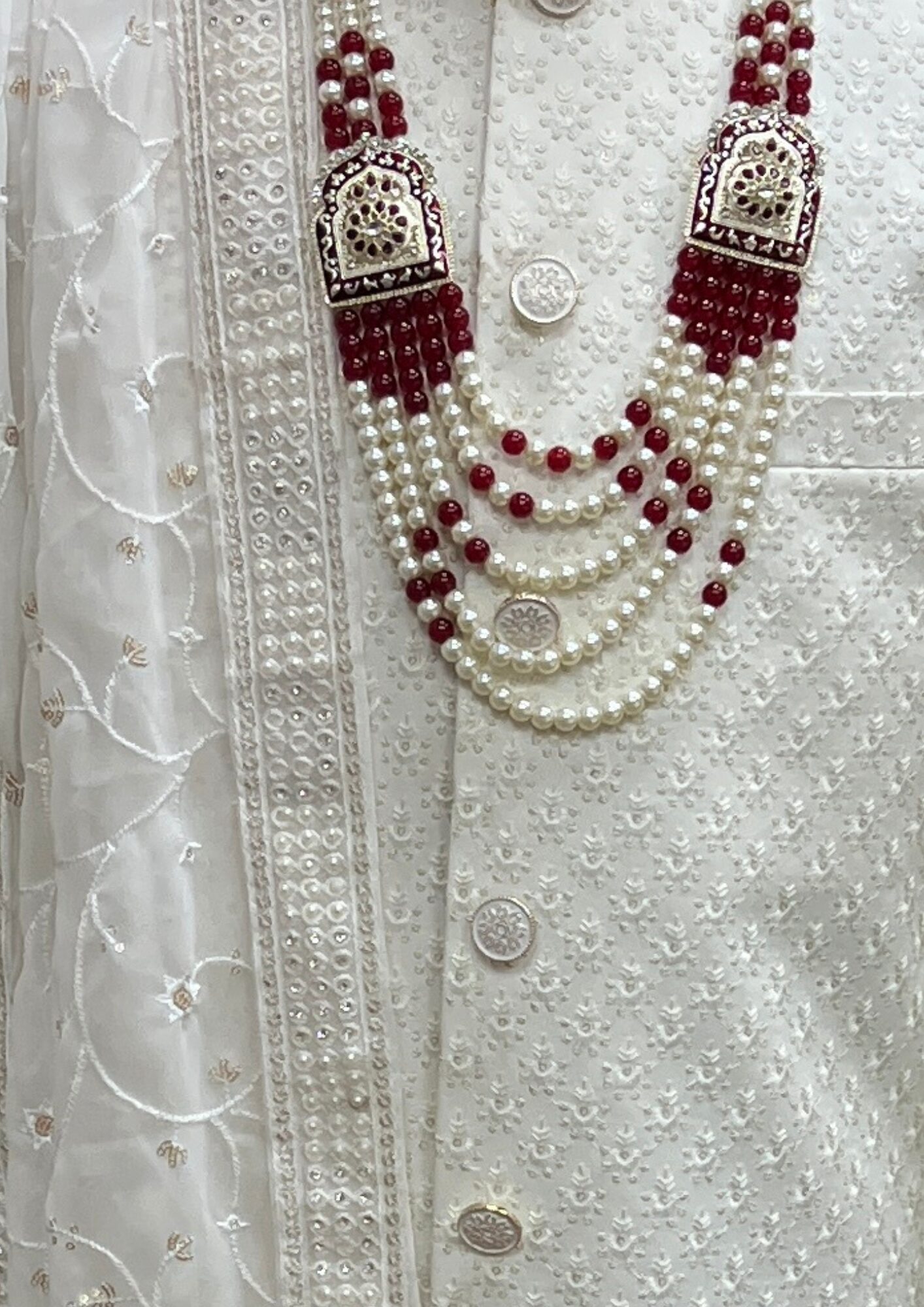 Royal Ivory Heritage Hand-Embroidered Sherwani Ensemble - Image 5