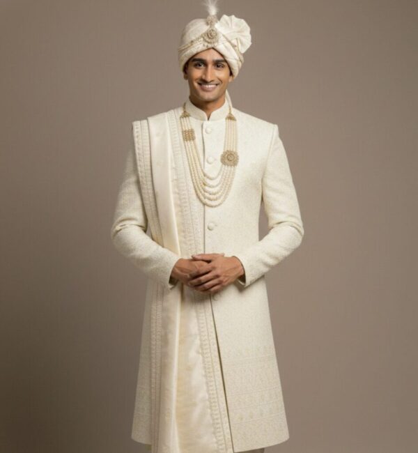 Majestic Ivory Heritage Groom's Sherwani Set