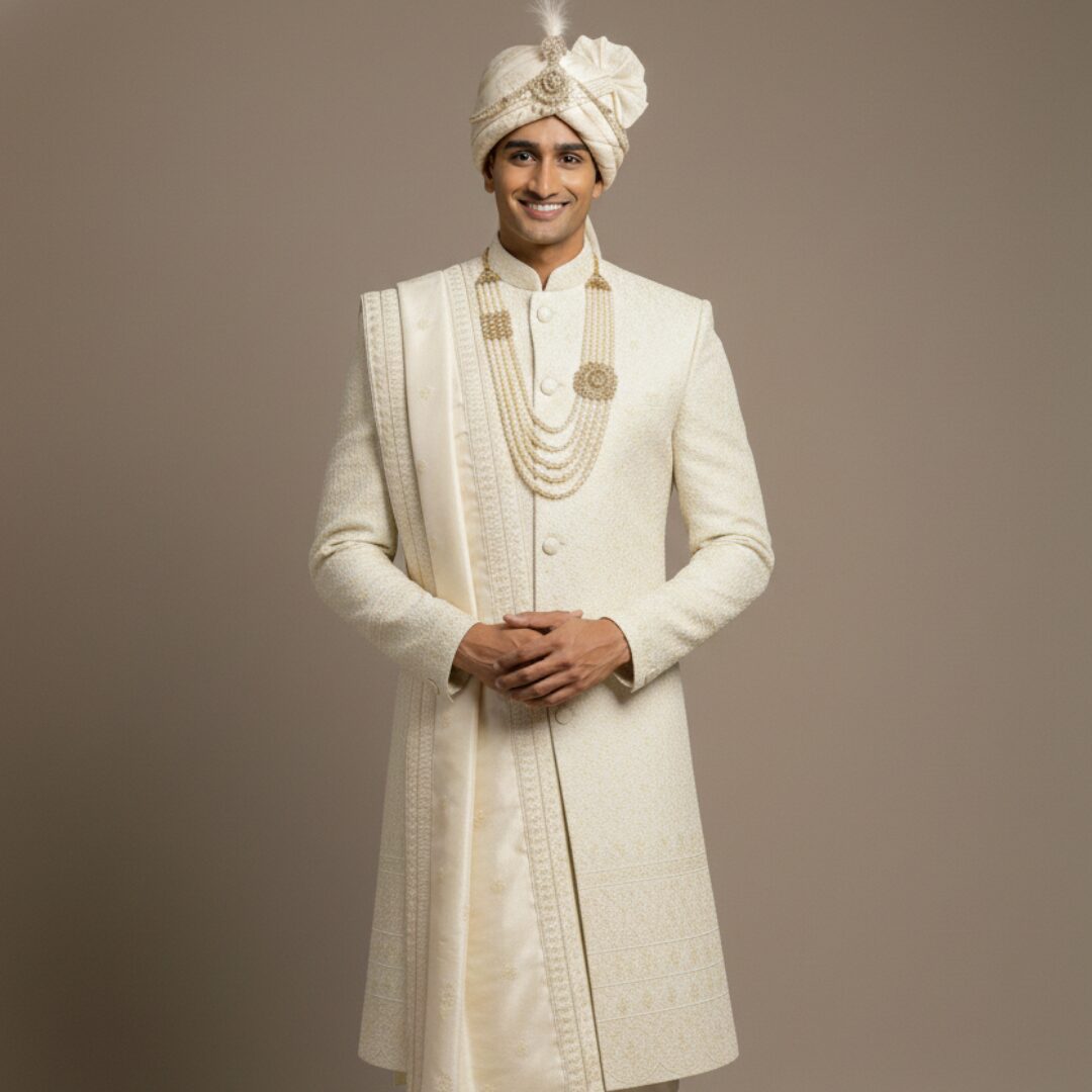 Majestic Ivory Heritage Groom's Sherwani Set