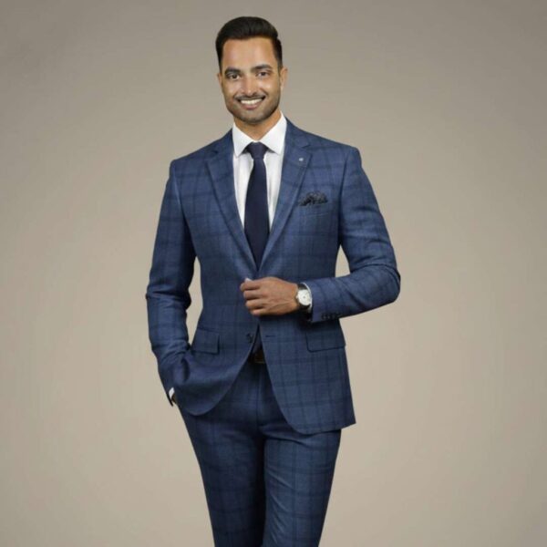 Blue Windowpane Check Suit