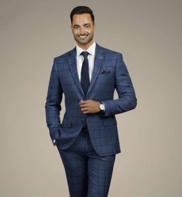 Blue Windowpane Check Suit