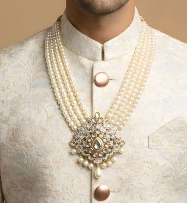 Pearl Mala with Large Kundan Pendant
