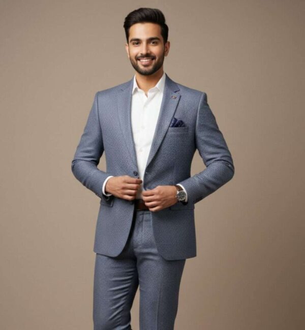Steel Blue Precision Micro-Textured Executive Suit