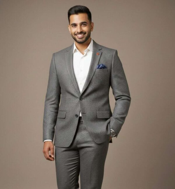 Executive Charcoal Grey Micro-Check Slim-Fit Suit
