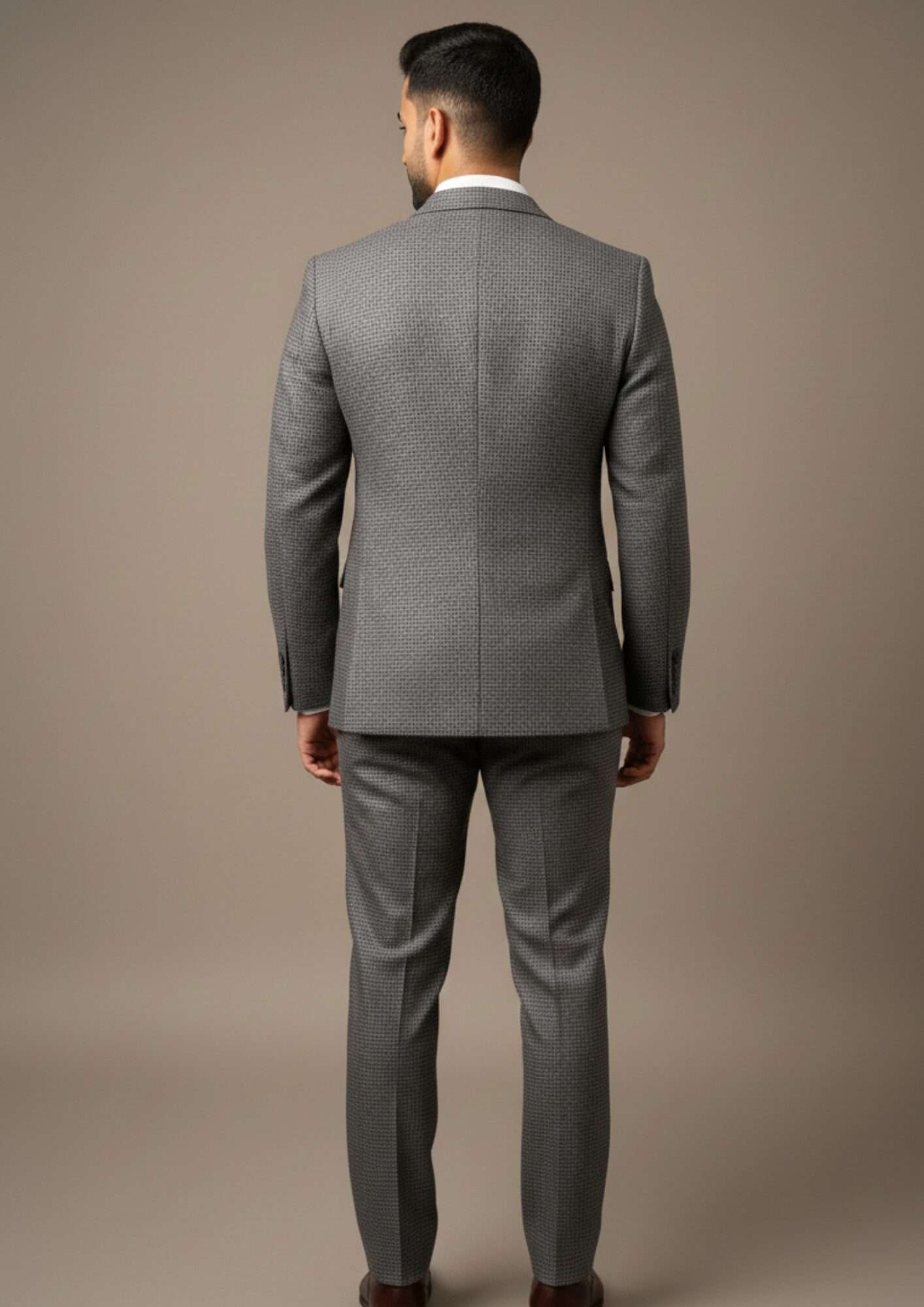 Executive Charcoal Grey Micro-Check Slim-Fit Suit - Image 4