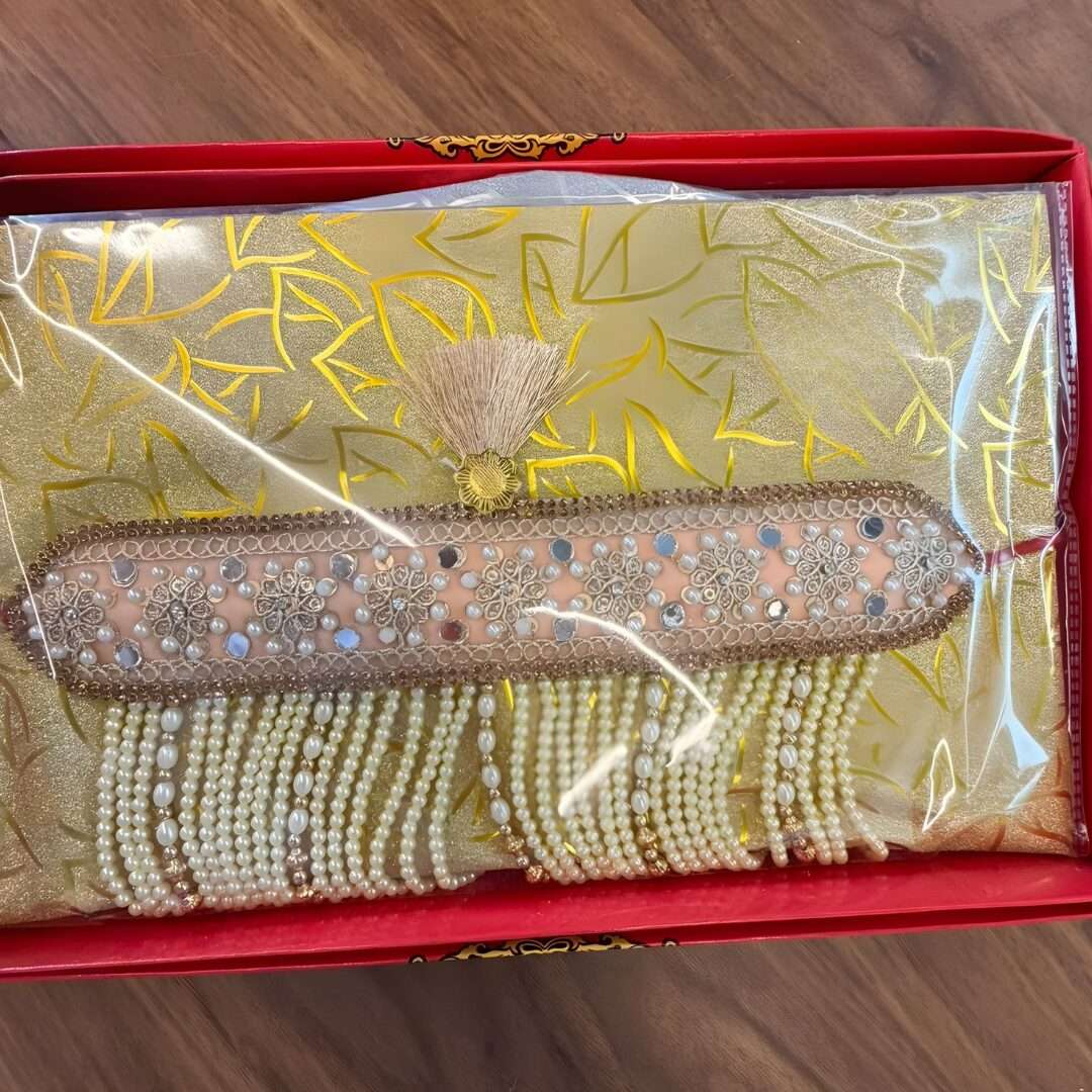 Exquisite Handcrafted Pearl & Mirror Work Groom's Sehra - Image 2