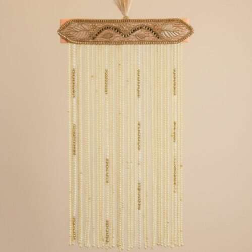 Handcrafted Zardosi Leaf Pattern Groom's Sehra with Pearl Strands