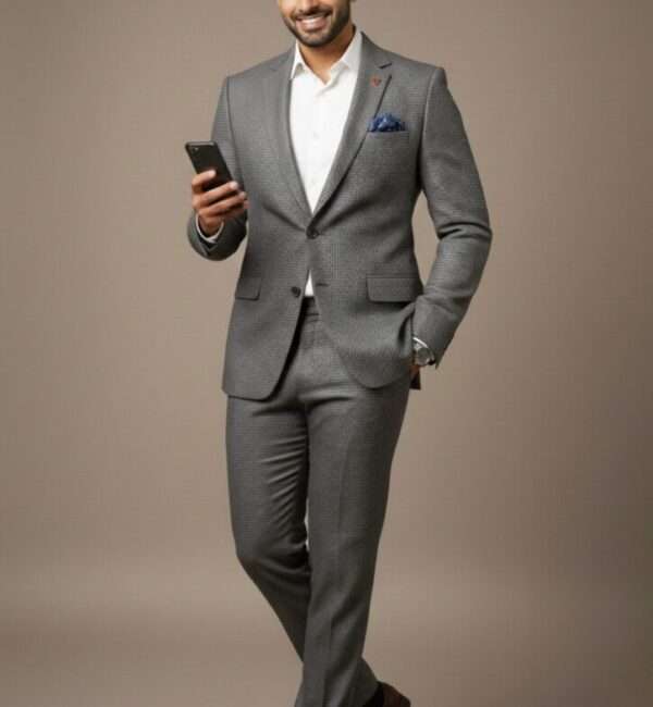 Executive Charcoal Grey Micro-Check Slim-Fit Suit