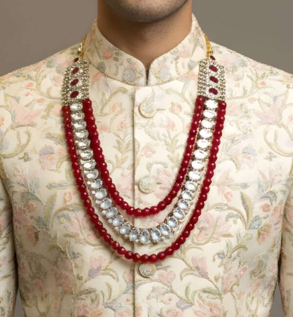 Red and White Stone Traditional Mala