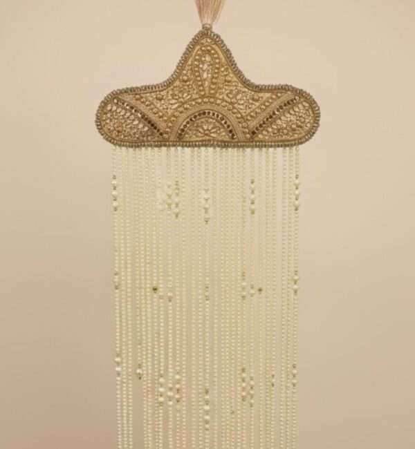 Premium Handcrafted Golden Heritage Sehra with Layered Pearl Droplets