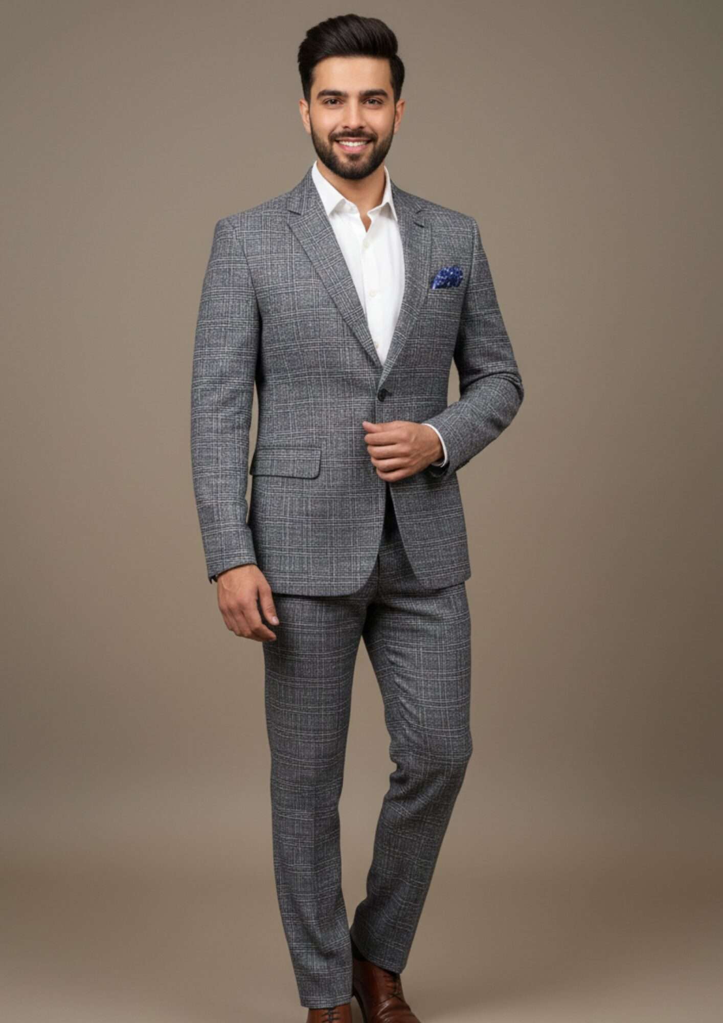 Premium Grey Prince-of-Wales Executive Suit - Image 3