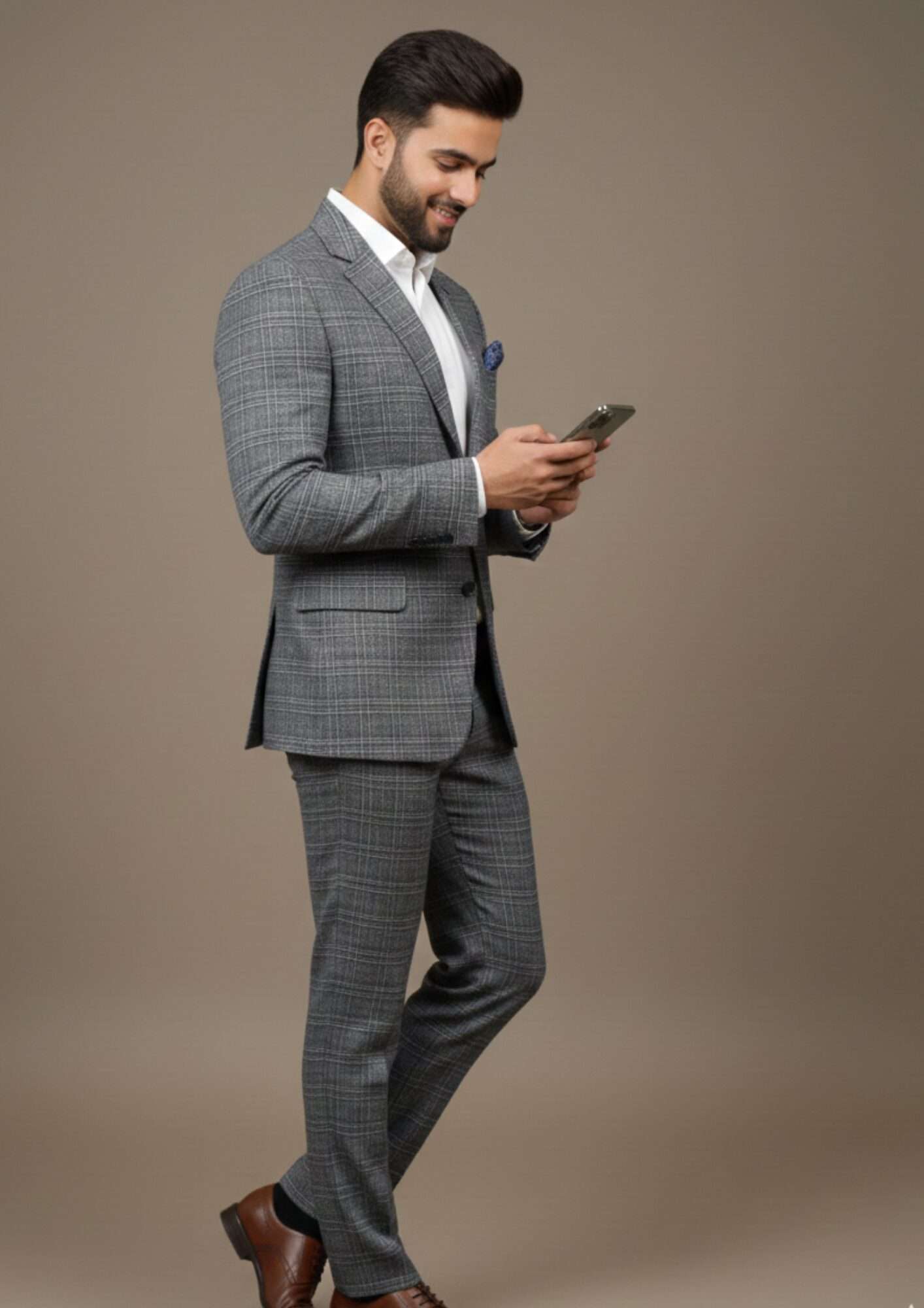 Premium Grey Prince-of-Wales Executive Suit - Image 4