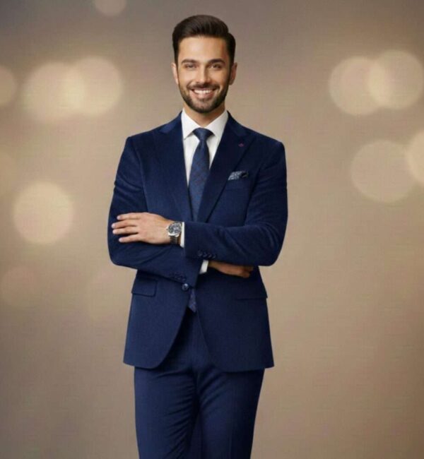 Royal Navy Blue Textured Executive Slim-Fit Suit