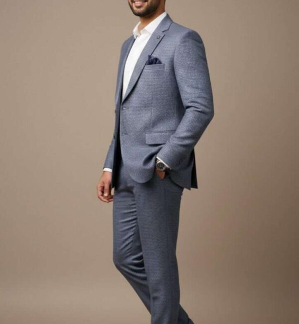 Steel Blue Precision Micro-Textured Executive Suit