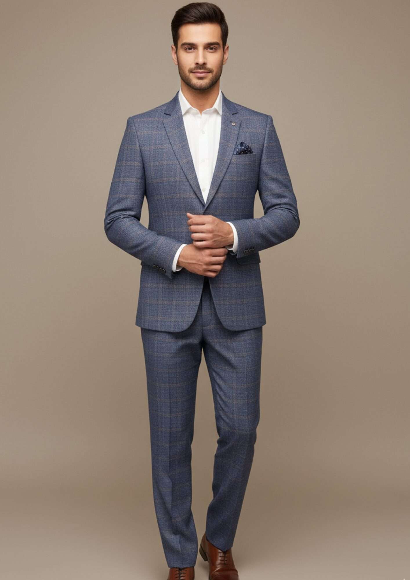 Premium Slate Blue Executive Plaid Suit - Image 3