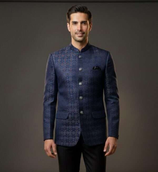 Imperial Navy Blue Jacquard Premium Designer Blazer