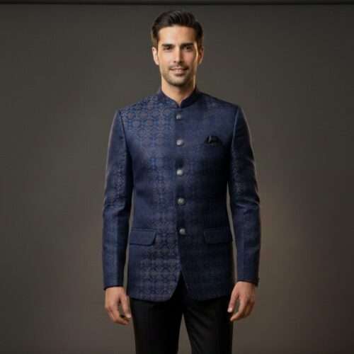 Imperial Navy Blue Jacquard Premium Designer Blazer